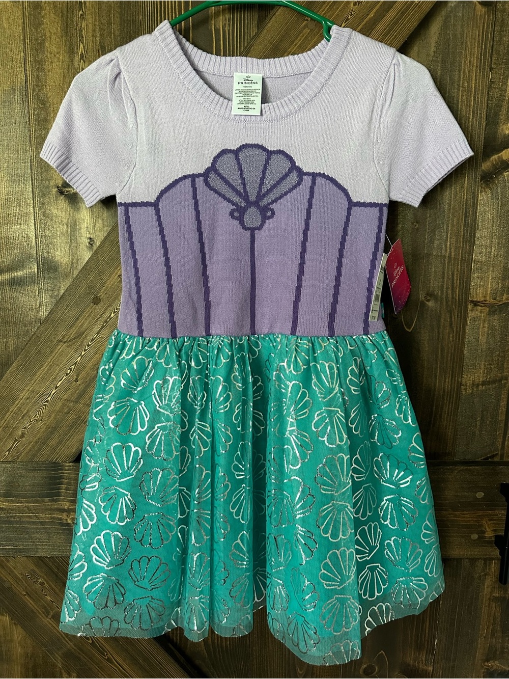 Disney Lavender and Teal Shell-Print Girls' Dress (Ariel)